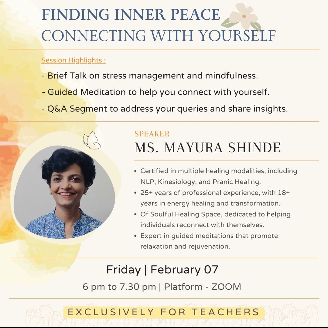 Upcoming webinar- Finding Inner Peace: Connecting with Yourself